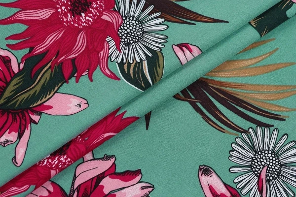 Ткань плательно-блузочная штапель, Maks Style, цветочный принт, вискоза 100%, арт MS- 2201 D-24