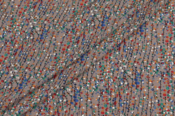 Ткань плательно-блузочная штапель, Maks Style, вискоза 100%, цвет ткани серо-сиреневый, мелкий рисунок, арт. MS- 1226 D-32 C-3