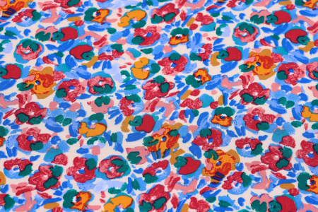 Ткань плательно-блузочная штапель, Maks Style, вискоза 100%, цветочный принт акварель, арт. MS-1237 D-LZD621048 С-2