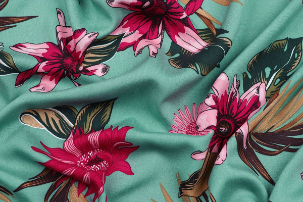 Ткань плательно-блузочная штапель, Maks Style, цветочный принт, вискоза 100%, арт MS- 2201 D-24