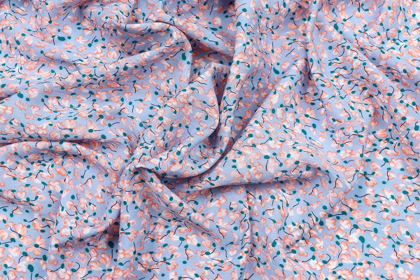 Ткань плательно-блузочная вискоза нейлон, Maks Style, вискоза 80%, нейлон 20%, цветочный принт, арт. MS- 1120 D- 12 С- 3