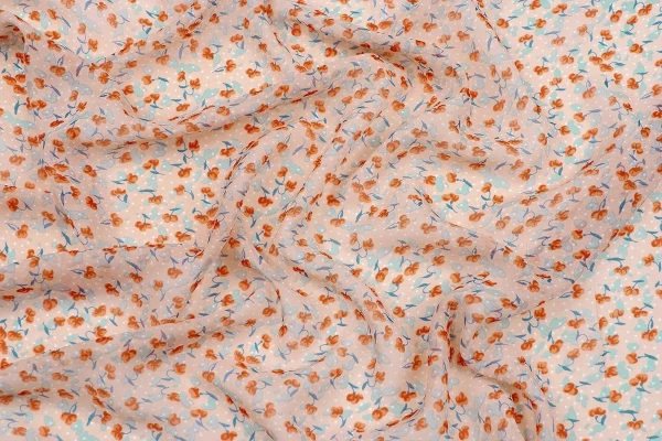 Ткань плательно-блузочная шифон, Maks Style, цветочный принт, арт.SI- 2493-16 D-26 C-2