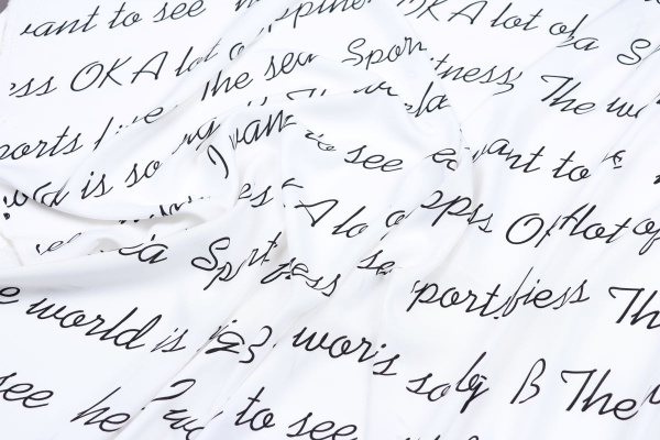 Ткань плательно-блузочная штапель, Maks Style, вискоза 100%, цвет ткани белый, слова, арт. MS- 1226 D-25 C-1