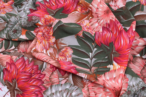 Ткань плательно-блузочная шифон, Maks Style, цветочный принт, арт. C20013A D1016513 C-F