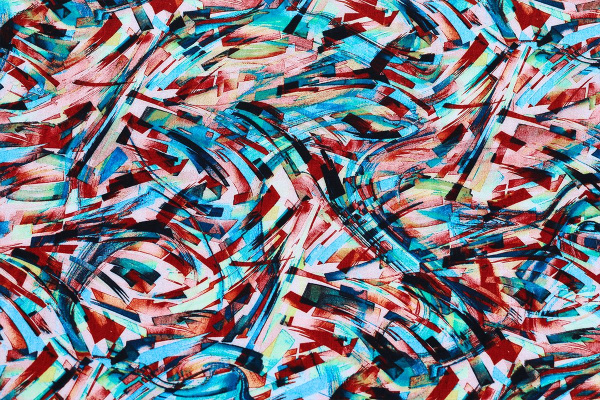 Ткань плательно-блузочная штапель, Maks Style, вискоза 100%, абстракция акварель, арт. MS- 3685 D-2