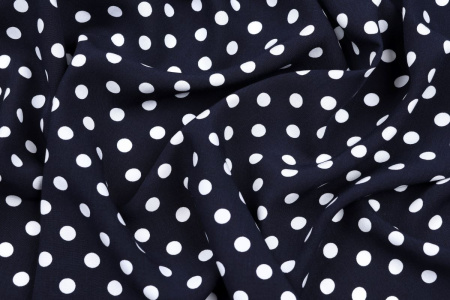 Ткань плательно-блузочная штапель, Maks Style, вискоза 100%, темно-синий принт горох, арт. MS- 1146 D-29 С-1
