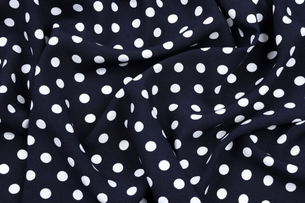 Ткань плательно-блузочная штапель, Maks Style, вискоза 100%, темно-синий принт горох, арт. MS- 1146 D-29 С-1