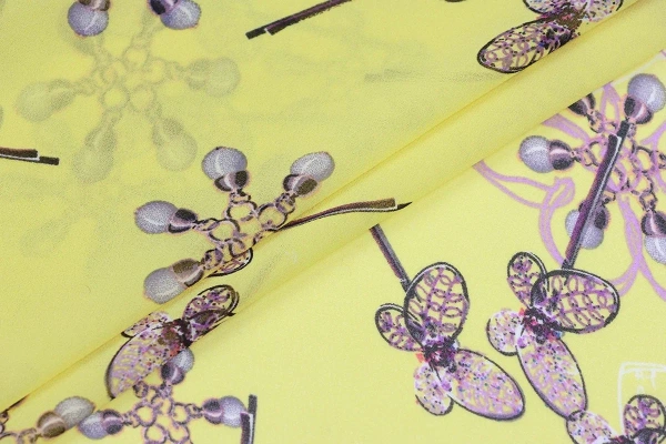 Ткань плательно-блузочная шифон,  Maks Style, цветочный принт, арт 2493 D-14 C-1