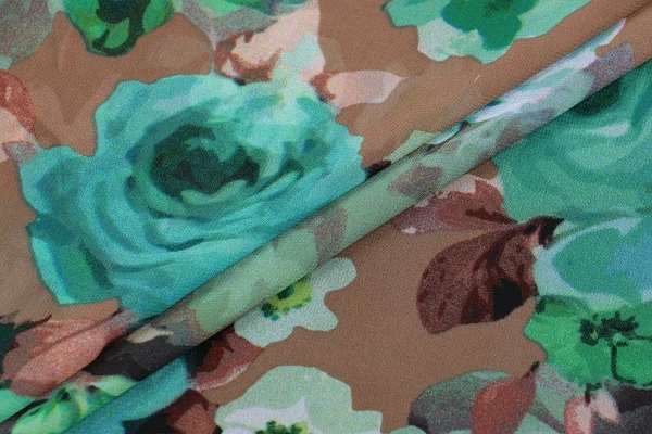 Ткань плательно-блузочная шифон,  Maks Style, цветочный принт, арт SI- 3778-18 D-1013269 C-1