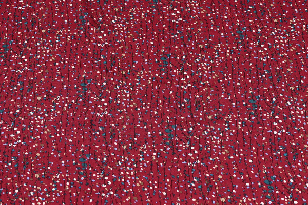 Ткань плательно-блузочная штапель, Maks Style, вискоза 100%, цвет ткани красный, мелкий рисунок, арт. MS- 1226 D-32 C-1