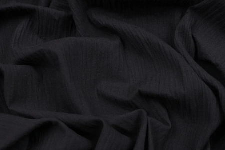 Ткань плательно-блузочная марлевка однотонная, Maks Style, хлопок 100%, цвет черный, арт. 1114 D-7
