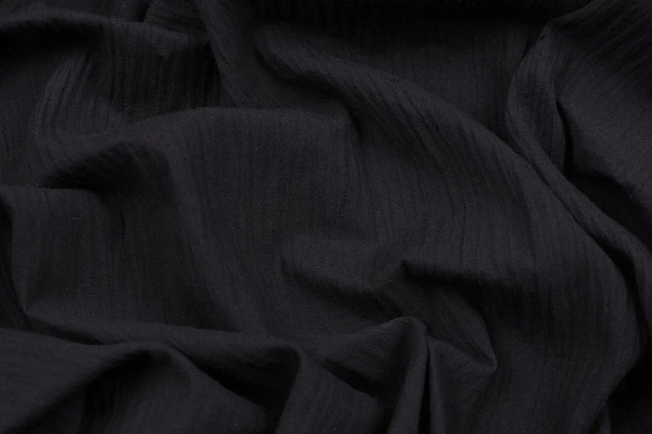 Ткань плательно-блузочная марлевка однотонная, Maks Style, хлопок 100%, цвет черный, арт. 1114 D-7