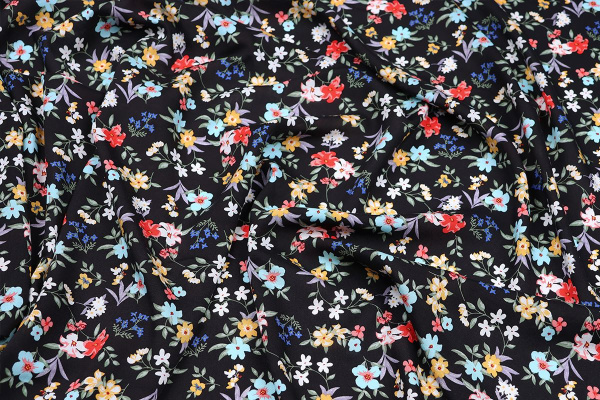 Ткань плательно-блузочная штапель, Maks Style, вискоза 100%, цветочный принт, арт. MS-2201 D-28