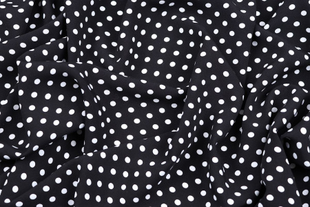 Ткань плательно-блузочная штапель, Maks Style, вискоза 100%, черный принт горох, арт. MS- 1146 D-30 С-3
