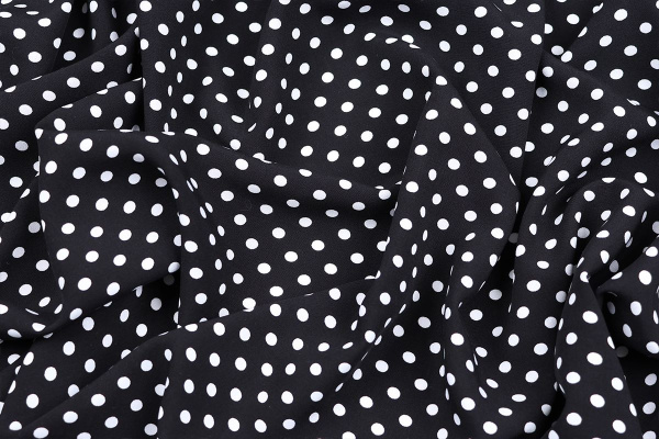 Ткань плательно-блузочная штапель, Maks Style, вискоза 100%, черный принт горох, арт. MS- 1146 D-30 С-3
