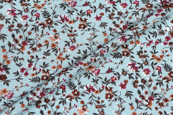 Ткань плательно-блузочная штапель, Maks Style, вискоза 100%, цветочный принт, арт. MS- 1233 D-8