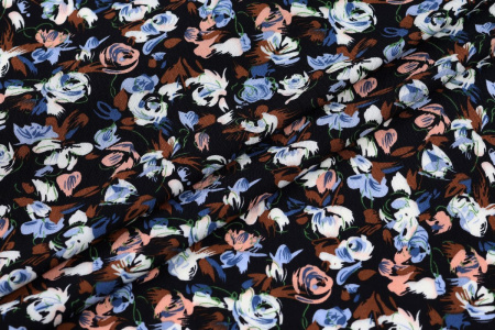 Ткань плательно-блузочная штапель, Maks Style, вискоза 100%, цветочный принт, арт. MS-1180 D-5