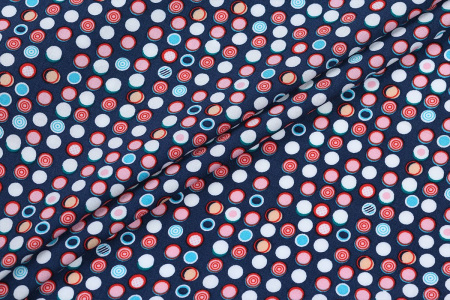 Ткань плательно-блузочная штапель, Maks Style, вискоза 100%, горох, арт. MS- 1233 D-17