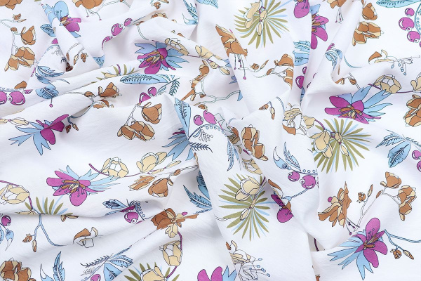 Ткань плательно-блузочная вискоза нейлон, Maks Style, вискоза 80%, нейлон 20%, цветочный принт, арт. MS- 4202 D- 201