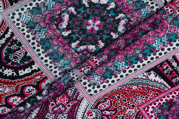 Ткань плательно-блузочная штапель, Maks Style, вискоза 100%, цветочный принт, арт. MS- 7102 D-11