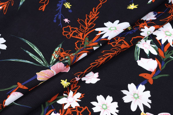 Ткань плательно-блузочная штапель, Maks Style, вискоза 100%, цветочный принт, арт. MS-1237 D-LZD621084 C-1