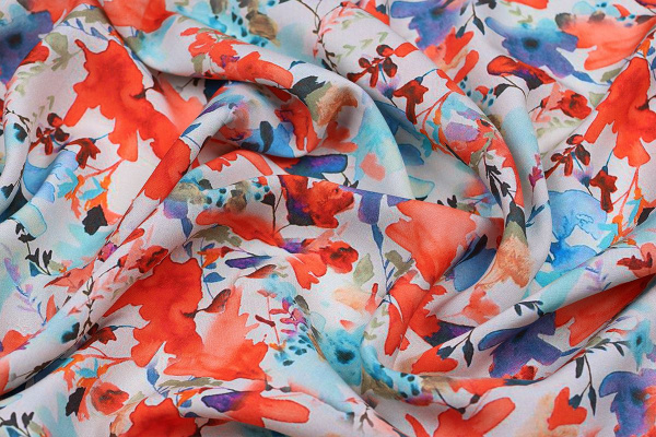 Ткань плательно-блузочная штапель, Maks Style, вискоза 100%, абстракция на сером фоне, арт. MS- 1192 D- 1