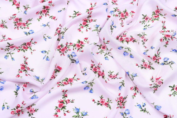 Ткань плательно-блузочная штапель, Maks Style, вискоза 100%, цветочный принт розовый, арт. MS-1120-1 D-20