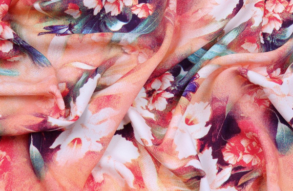 Ткань плательно-блузочная штапель, Maks Style, вискоза 100%, цветочный принт, арт. MS-2547 D-8