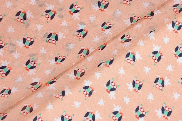 Ткань плательно-блузочная шифон, Maks Style, совы, арт. 2493 D-16 C-1