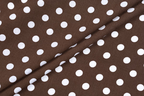 Ткань плательно-блузочная штапель, Maks Style, вискоза 100%, шоколадный принт горох, арт. MS- 1146 D-29 С-7