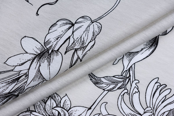 Ткань плательно-блузочная вискоза нейлон, Maks Style, вискоза 80%, нейлон 20%, цветочный принт, арт. MS- 1120 D- 4 С- 3