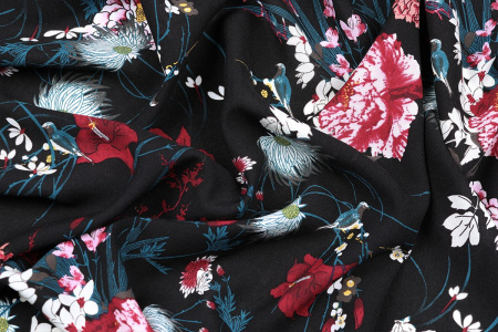 Ткань плательно-блузочная штапель, Maks Style, вискоза 100%, цветочный принт, арт. 3020 D-9 С-3