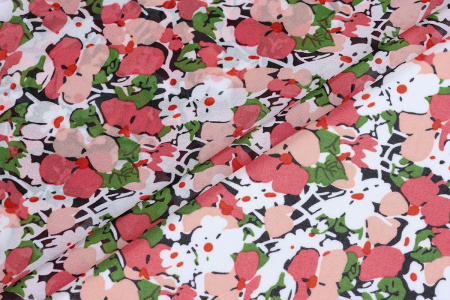 Ткань плательно-блузочная шифон, Maks Style, цветочный принт, арт. MS- 1234 D-31 C-1