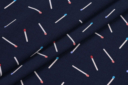 Ткань плательно-блузочная штапель, Maks Style, вискоза 100%, цвет ткани темно-синий, спички, арт. MS- 1233 D-2