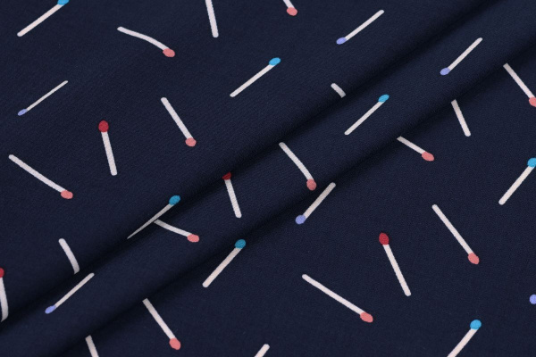 Ткань плательно-блузочная штапель, Maks Style, вискоза 100%, цвет ткани темно-синий, спички, арт. MS- 1233 D-2