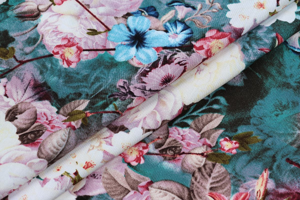 Ткань плательно-блузочная штапель, Maks Style, вискоза 100%, цветочный принт, арт. MS- 1215 D-1