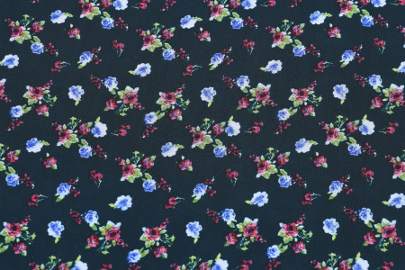 Ткань плательно-блузочная шифон, Maks Style, цветочный принт, арт. SI-3778-18 D-1015313