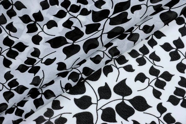 Ткань плательно-блузочная шифон,  Maks Style, листья, арт 3270 D-11