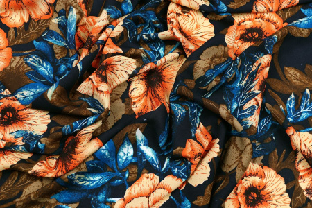 Ткань плательно-блузочная штапель, Maks Style, вискоза 100%, цветочный принт, арт. MS-4199 D-48446