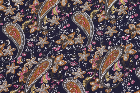 Ткань плательно-блузочная штапель, Maks Style, вискоза 100%, цветочный принт огурцы, арт. SI- 3020 /17 D-12 C-2