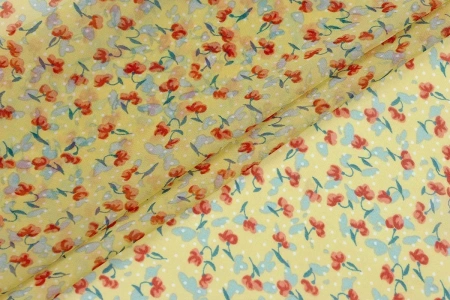 Ткань плательно-блузочная шифон, Maks Style, цветочный принт, арт. SI- 2493-16 D-26 C-1