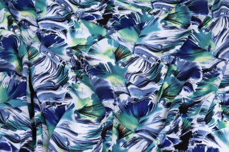 Ткань плательно-блузочная штапель, Maks Style, вискоза 100%, рисунок листья, арт. MS- 1233 D-1 C-1