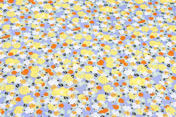 Ткань плательно-блузочная штапель, Maks Style, вискоза 100%, цветочный принт голубой, арт. MS-1237 D-LZD621077 С-2