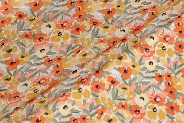 Ткань плательно-блузочная шифон, Maks Style, цветочный принт, арт. MS- 1234 D- 25 C-1