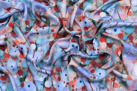 Ткань плательно-блузочная вискоза сатин, Maks Style, вискоза 100%, акварель, арт. D- 54