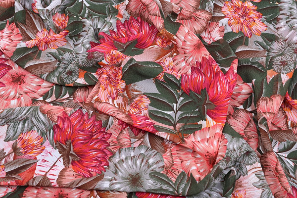 Ткань плательно-блузочная шифон, Maks Style, цветочный принт, арт. C20013A D1016513 C-F