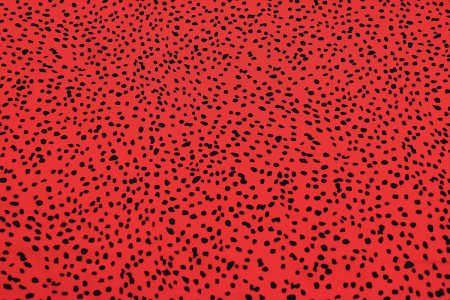 Ткань плательно-блузочная штапель, Maks Style, вискоза 100%, цвет ткани красный, черные камушки, арт. MS- 2208 D-4 C-3