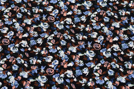 Ткань плательно-блузочная штапель, Maks Style, вискоза 100%, цветочный принт, арт. MS-1180 D-5