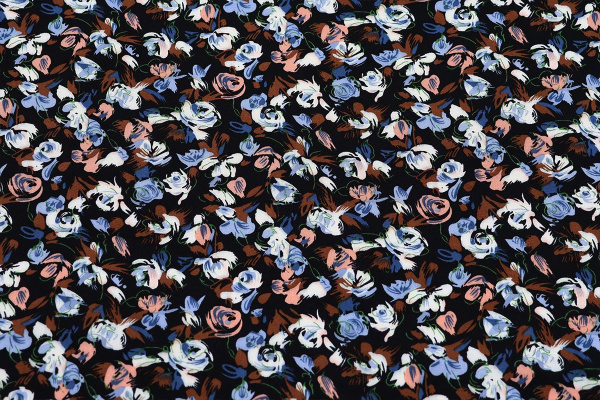 Ткань плательно-блузочная штапель, Maks Style, вискоза 100%, цветочный принт, арт. MS-1180 D-5