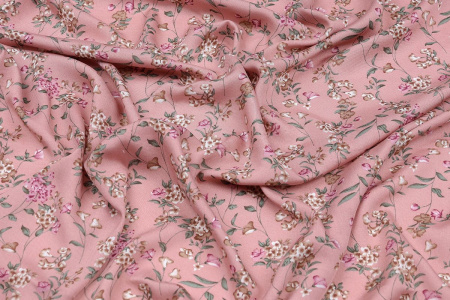 Ткань плательно-блузочная штапель, Maks Style, вискоза 100%, цвет ткани розовый, цветочный принт, арт. MS- 2201 D-51